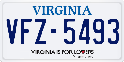 VA license plate VFZ5493