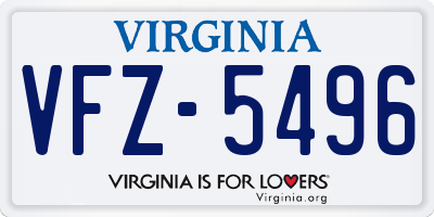 VA license plate VFZ5496
