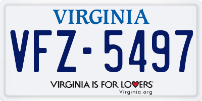 VA license plate VFZ5497
