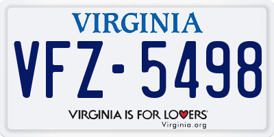VA license plate VFZ5498