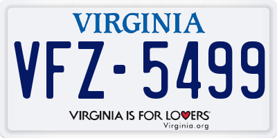 VA license plate VFZ5499