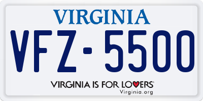 VA license plate VFZ5500
