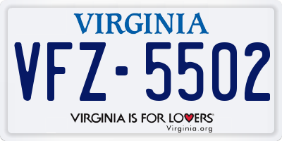 VA license plate VFZ5502
