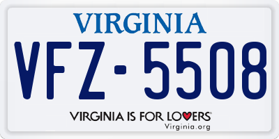 VA license plate VFZ5508