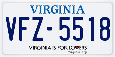 VA license plate VFZ5518