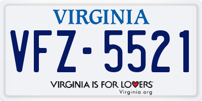 VA license plate VFZ5521