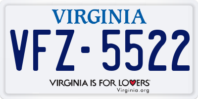 VA license plate VFZ5522