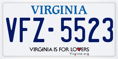 VA license plate VFZ5523