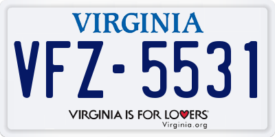 VA license plate VFZ5531