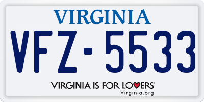 VA license plate VFZ5533