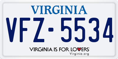 VA license plate VFZ5534