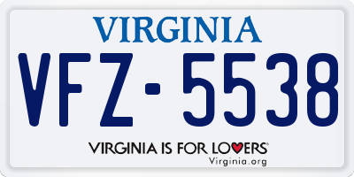 VA license plate VFZ5538