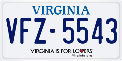 VA license plate VFZ5543