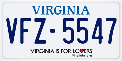 VA license plate VFZ5547