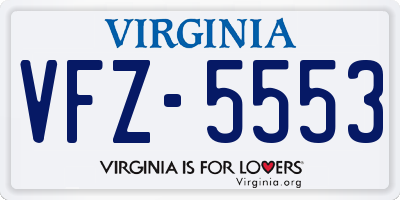 VA license plate VFZ5553