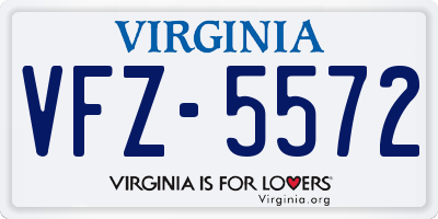 VA license plate VFZ5572