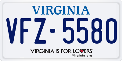 VA license plate VFZ5580