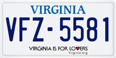 VA license plate VFZ5581