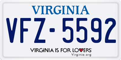 VA license plate VFZ5592