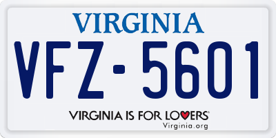 VA license plate VFZ5601