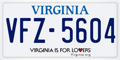 VA license plate VFZ5604