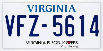VA license plate VFZ5614