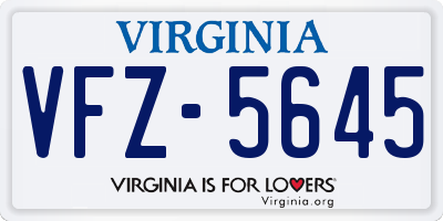 VA license plate VFZ5645