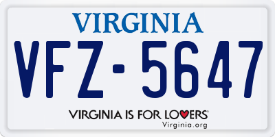 VA license plate VFZ5647