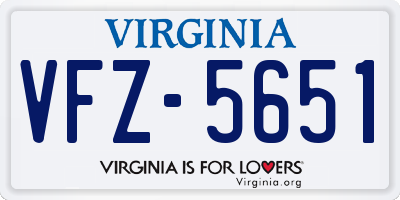 VA license plate VFZ5651