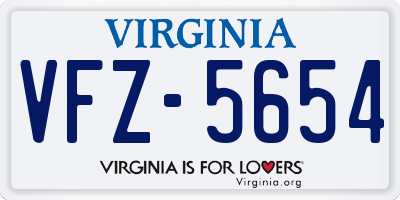 VA license plate VFZ5654