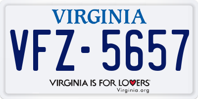 VA license plate VFZ5657