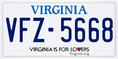 VA license plate VFZ5668