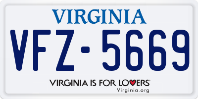 VA license plate VFZ5669