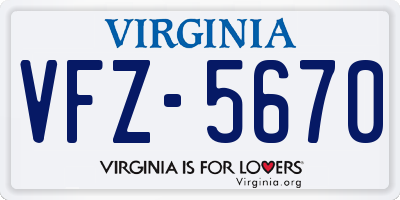 VA license plate VFZ5670