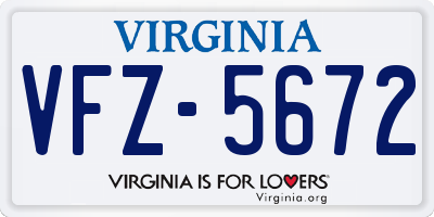 VA license plate VFZ5672