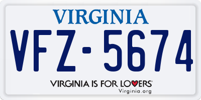 VA license plate VFZ5674