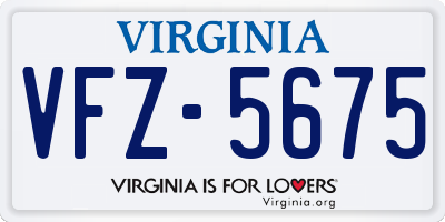 VA license plate VFZ5675
