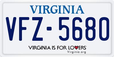 VA license plate VFZ5680