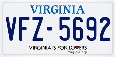 VA license plate VFZ5692