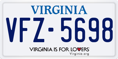 VA license plate VFZ5698