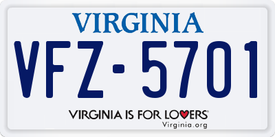 VA license plate VFZ5701