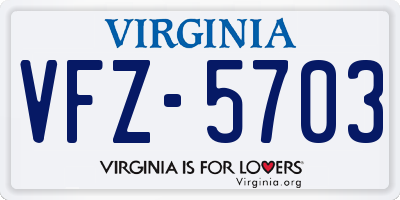 VA license plate VFZ5703