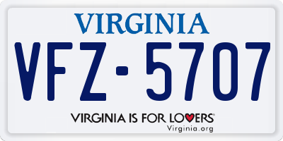 VA license plate VFZ5707
