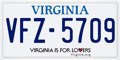 VA license plate VFZ5709