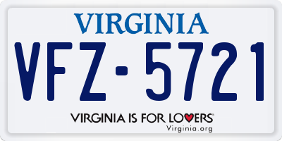 VA license plate VFZ5721