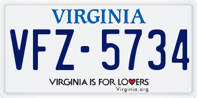 VA license plate VFZ5734