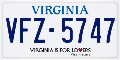 VA license plate VFZ5747