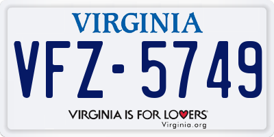 VA license plate VFZ5749