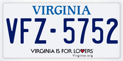 VA license plate VFZ5752