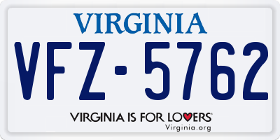 VA license plate VFZ5762